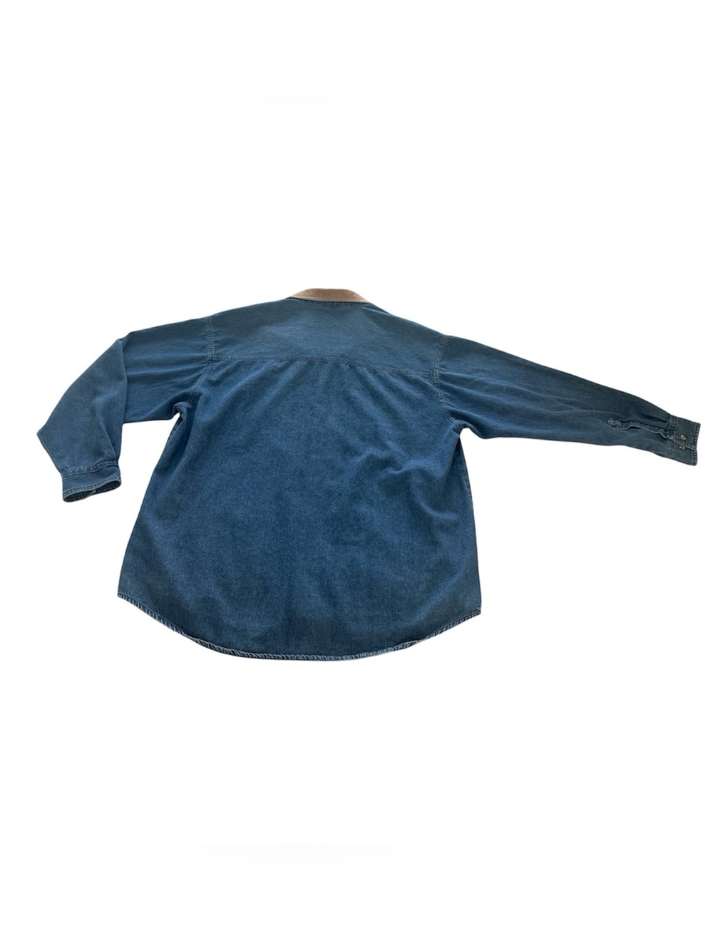 Vintage 90s Denim Button Down Shirt Corduroy Collar 100% Cotton - Picture 4 of 5